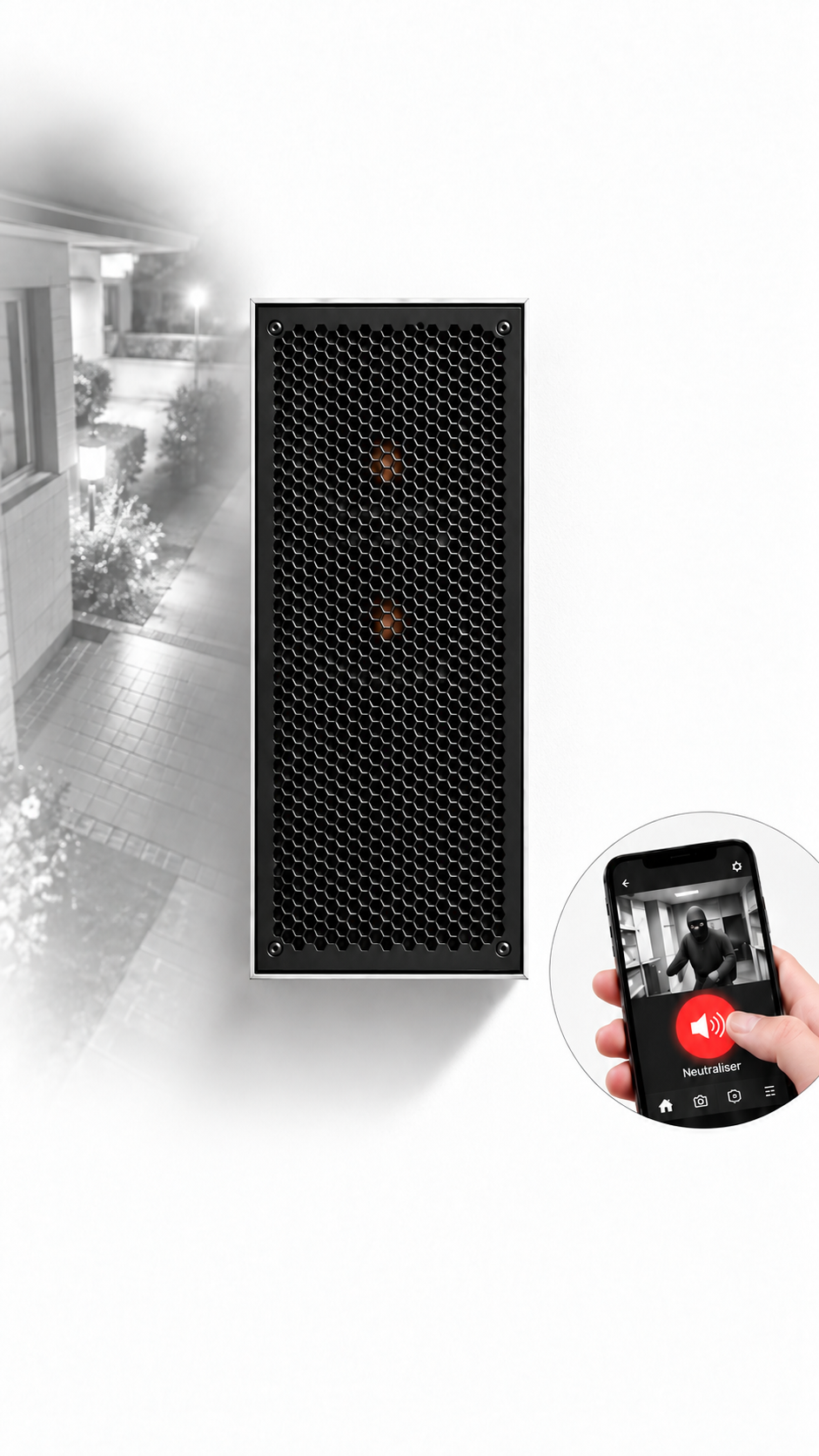 1 - Pack action à distance - canon à son 133 dB + module GSM avec application smartphone – déclenchement manuel à distance – gaz lacrymogène en option – prêt à l’emploi