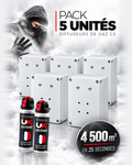 Pack gros volume : 5 Diffuseurs de gaz lacrymogène CS haute pression IGAZ 900 – 10 × 100 ml – 4500 m³ au total en 25 secondes - compatible alarme & canons à son - contact sec